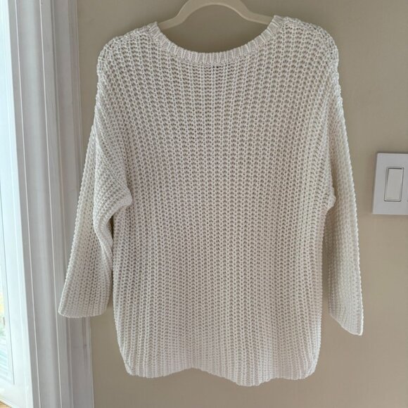 Eileen Fisher Chunky Cotton Knit Sweater Womens Petite Medium Preppy Academia - Picture 3 of 9